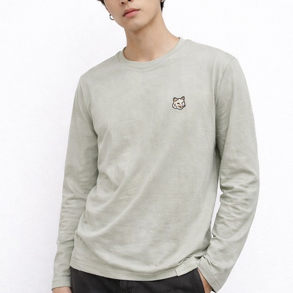 MAISON KITSUNE x EVA Air Long Sleeve Fox Logo Sage Size M is 